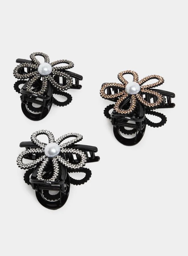 Styli Pack of 3 - Sparkling Flower Hair Claws